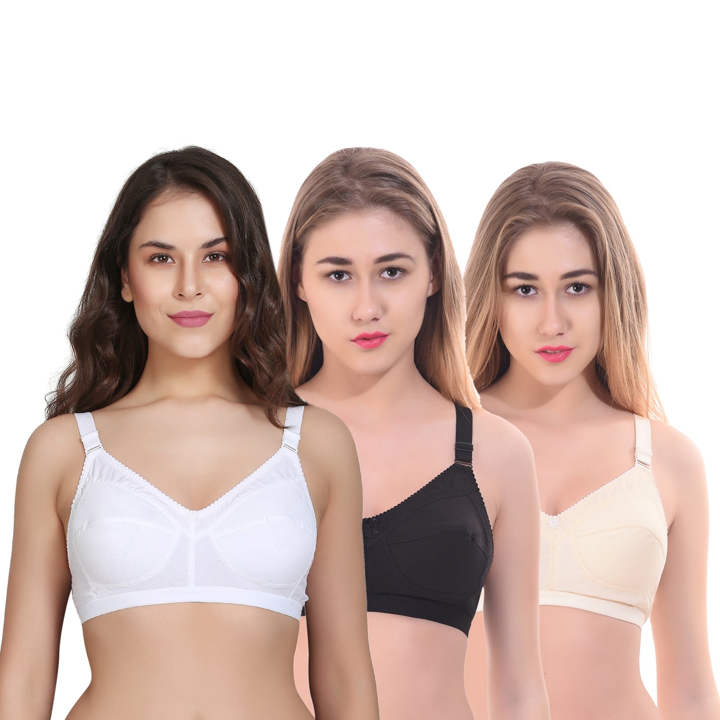 Full Coverage Non-Padded 3 Pack Combo Bra