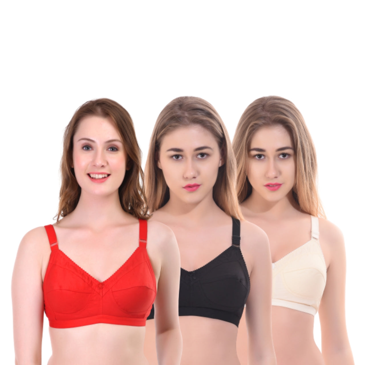 Full Coverage Non-Padded 3 Pack Combo Bra