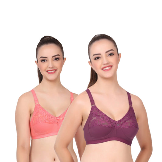 Full Coverage Non-Padded lace 2 Pack Combo Bra