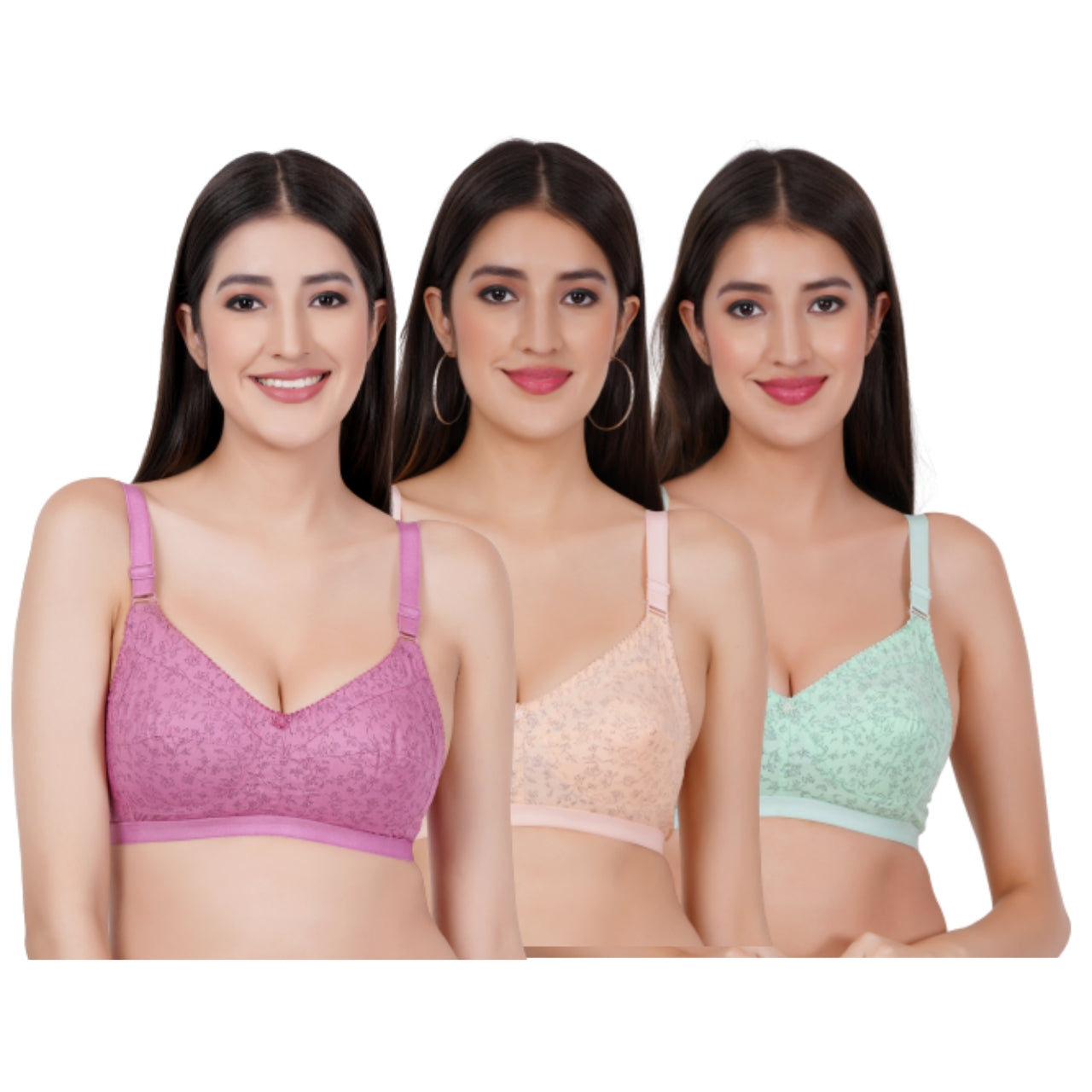 Full Coverage Non-Padded Cotton 3 Pack Combo Bra