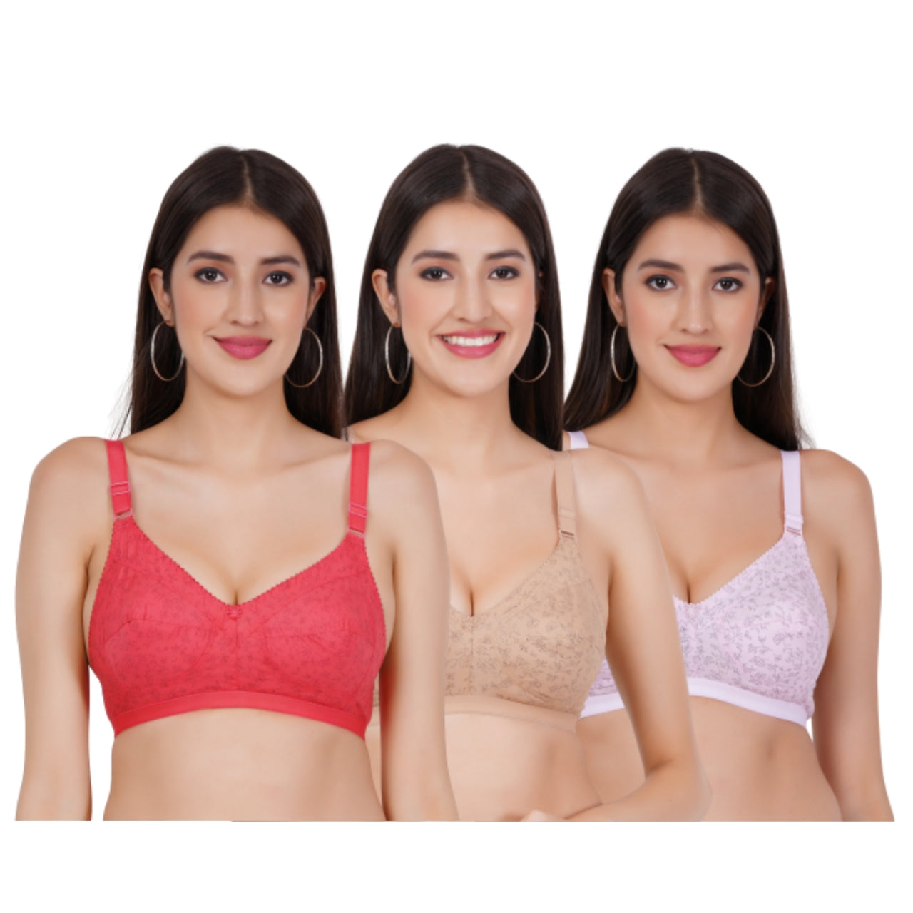 Full Coverage Non-Padded Cotton 3 Pack Combo Bra