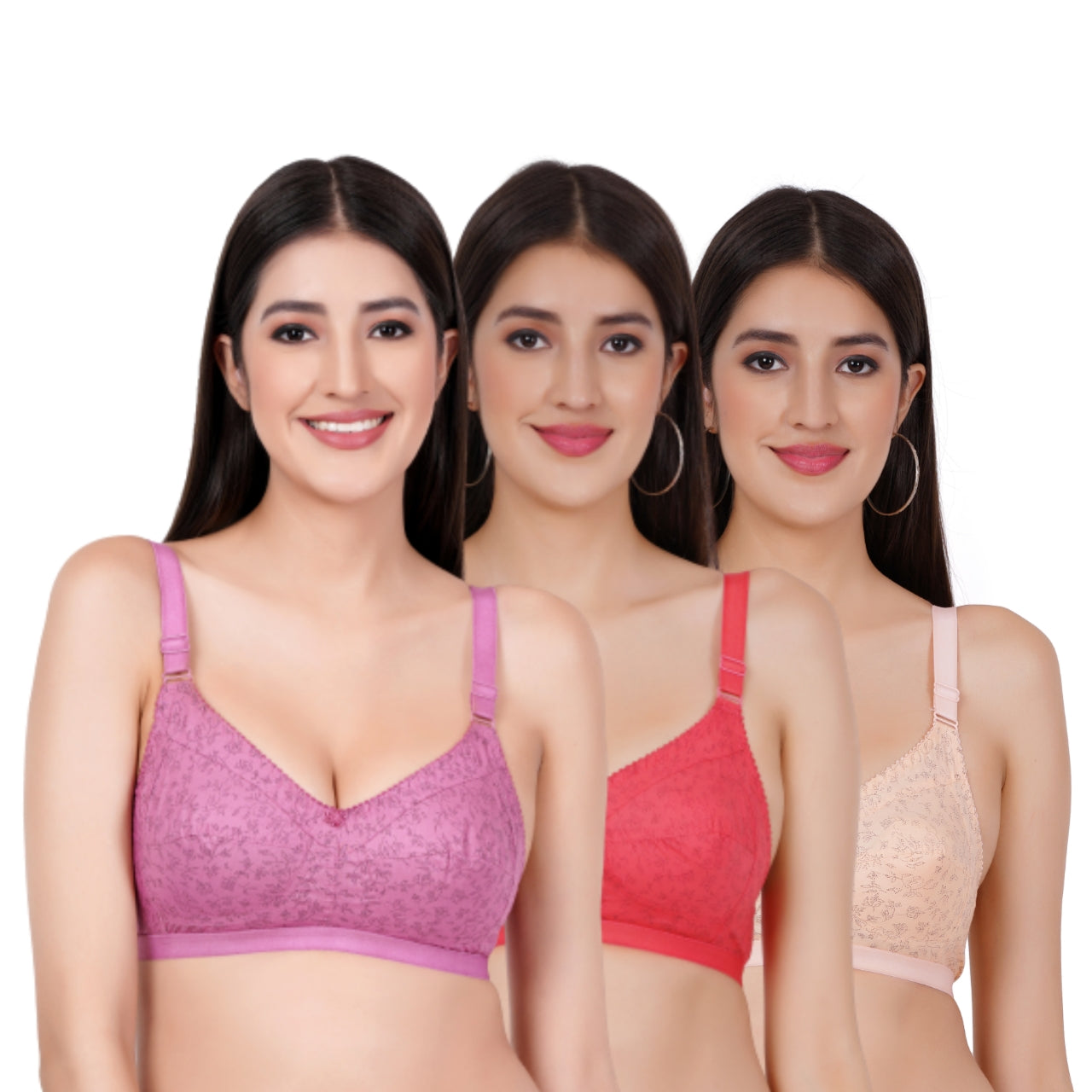 Full Coverage Non-Padded Cotton 3 Pack Combo Bra