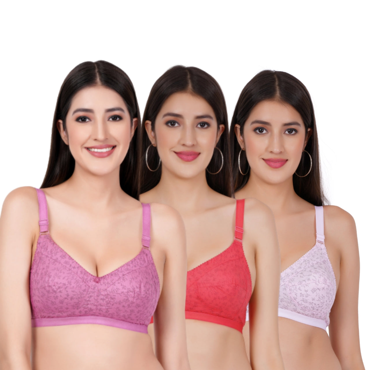 Full Coverage Non-Padded Cotton 3 Pack Combo Bra