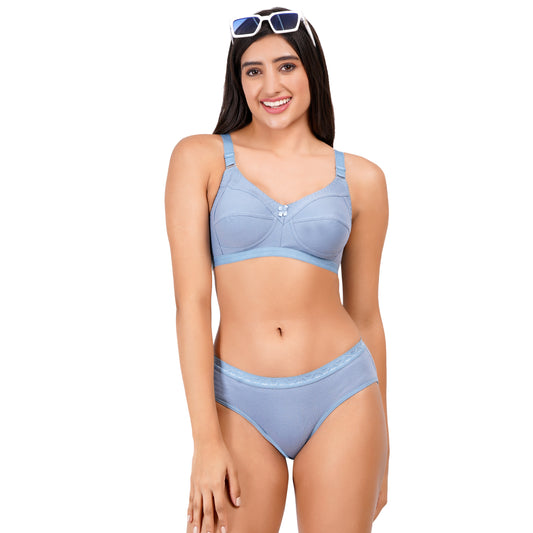 Full Coverage Non Padded EL-BLUE Lingerie Set